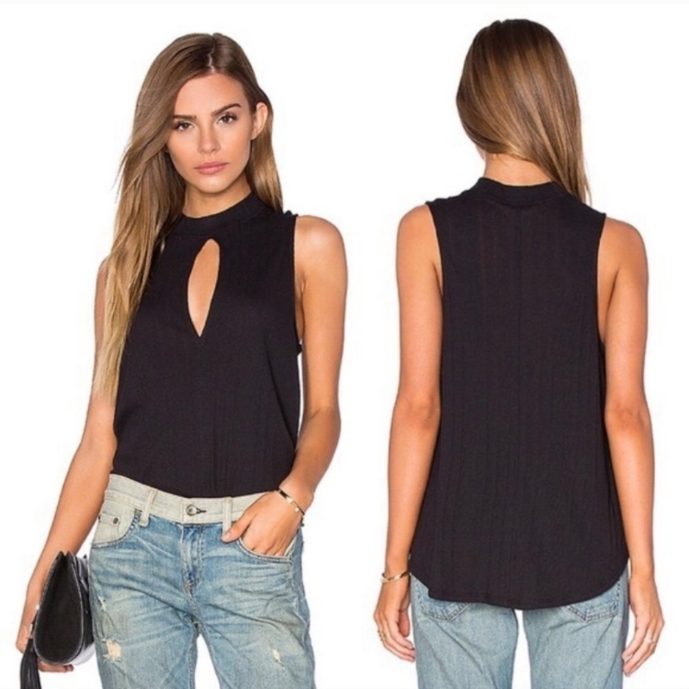 Free People Keyhole Tank Top in Black